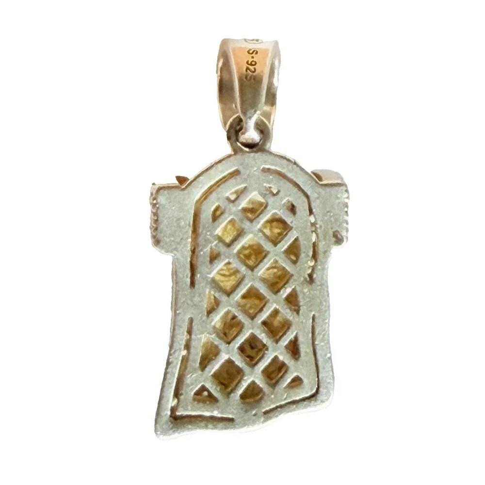 Sterling Silver 925 Jesus Crown of Thorns Gold Tone Pendant CZ Cubic Zirconia
